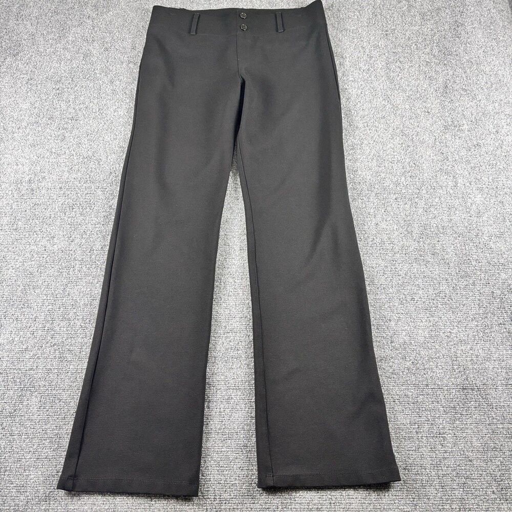 AGB Womens Black Wide Leg Dress Pants Double Button Waist Stretch Career